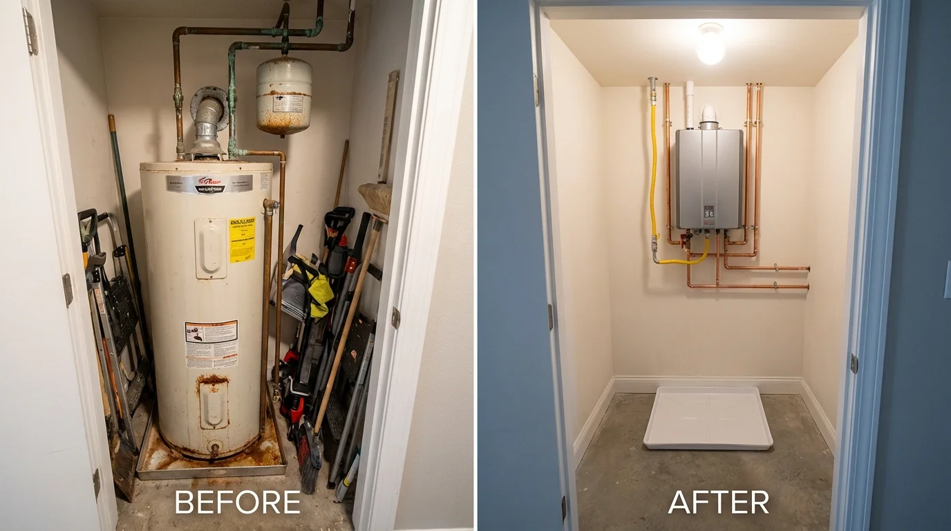 Tank water heater versus wall-mounted tankless unit comparison for Florence, SC homeowners