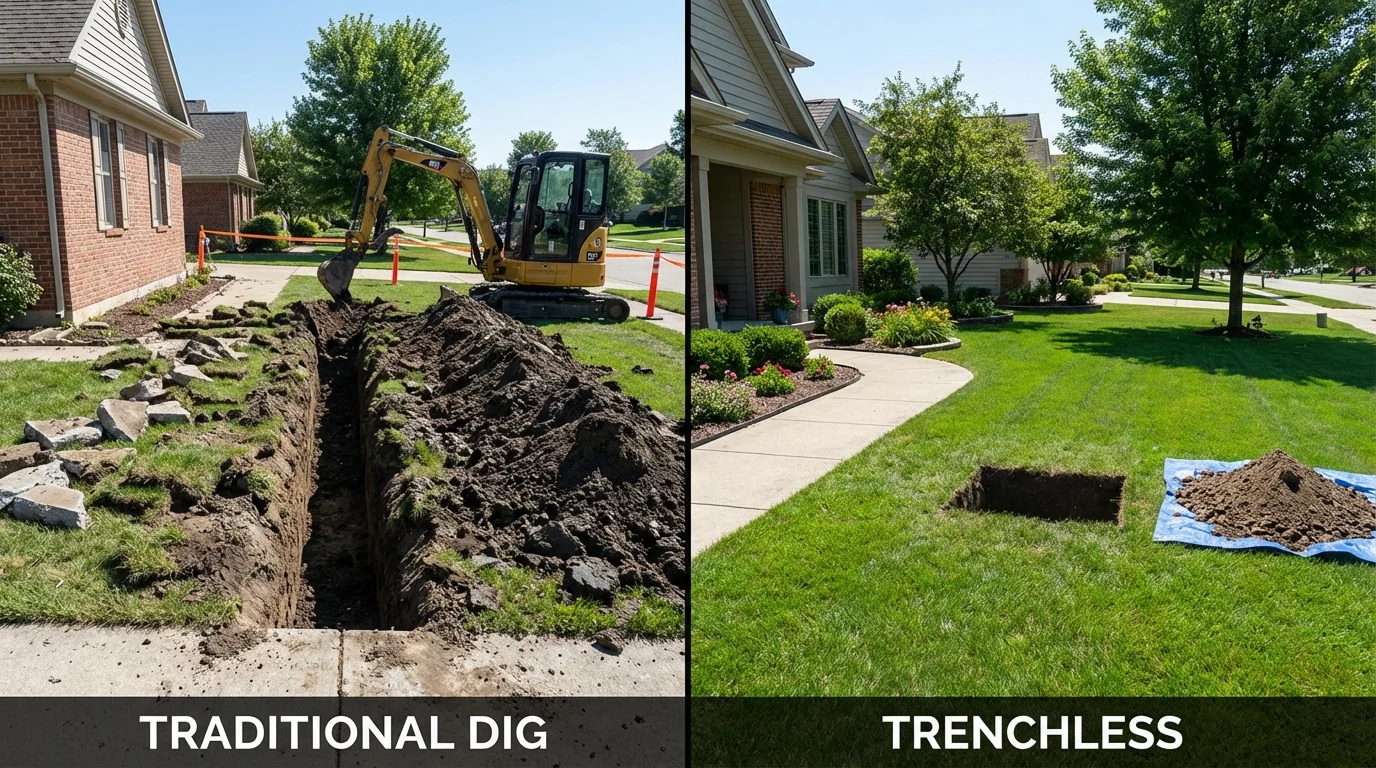 Trenchless sewer repair with minimal yard damage versus traditional excavation in Florence, SC